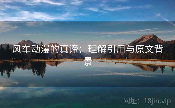 风车动漫的真谛：理解引用与原文背景